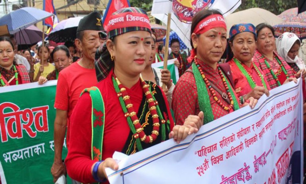 International day of the world's Indigenous Peoples observed in protests in the Street in Nepal