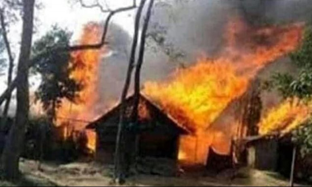 Indigenous Chepang people's houses burnt down in Chitwan